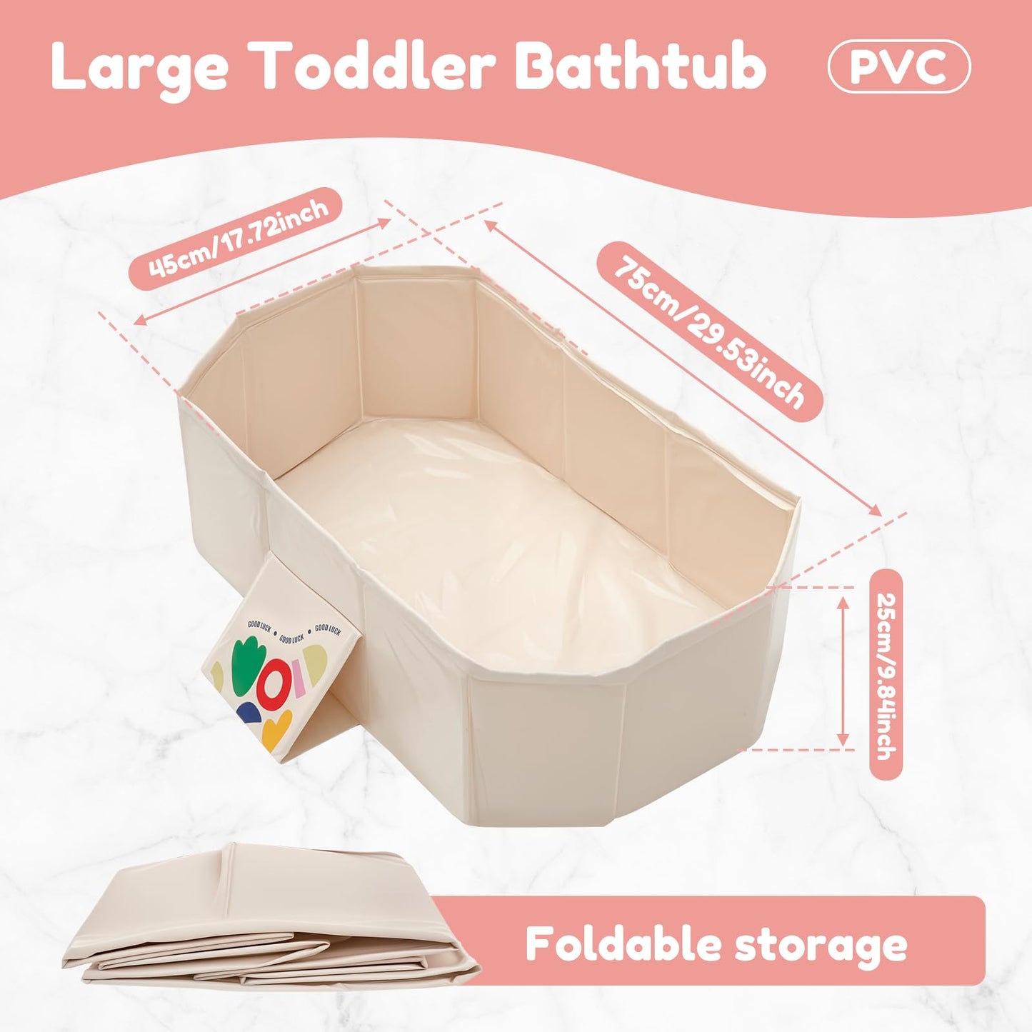 Opvouwbare badkuip voor kinderen, draagbaar kinderbad, geïntegreerde badkuip met afvoerschroef, voor thuis en op reis, dubbel gebruik, binnen en buiten, douchebak (wit)