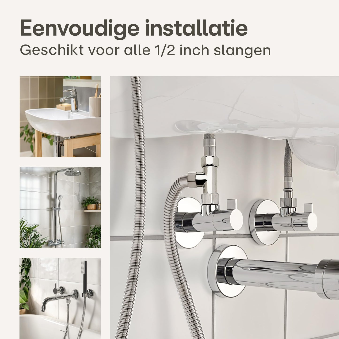 Bidet Set met Handdouche, 120 cm slang & wandhouder – Roestvrij staal – Voor standaard G1/2-aansluiting – Eenvoudige installatie
