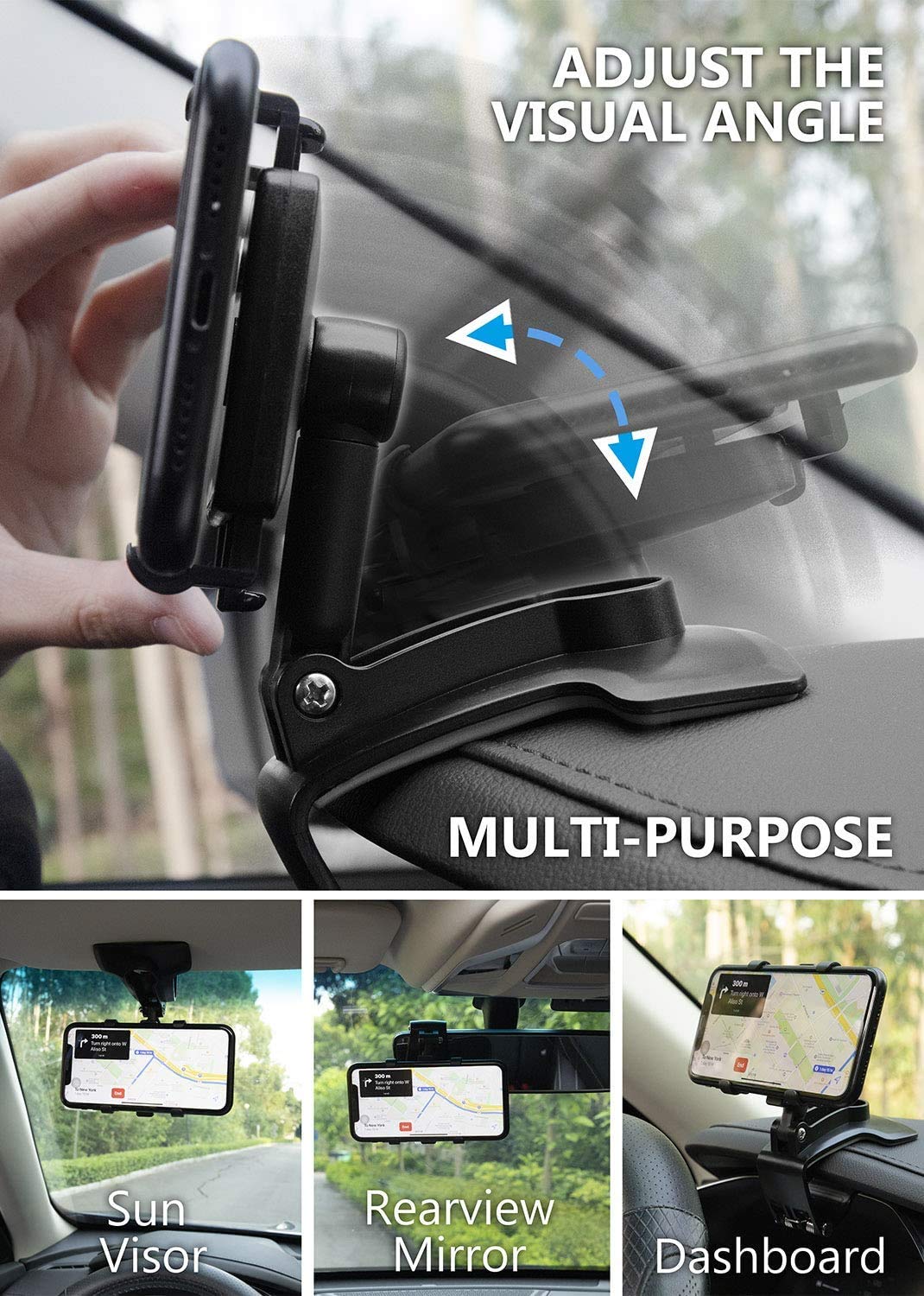 TOFURT Auto telefoonhouder mobiele Verstelbare Autotelefoonhouder dashboard 360° draaibaar Universele Smartphonehouder Car Phone Holder Compatibel met Alle 4 tot 7 inch Telefoons