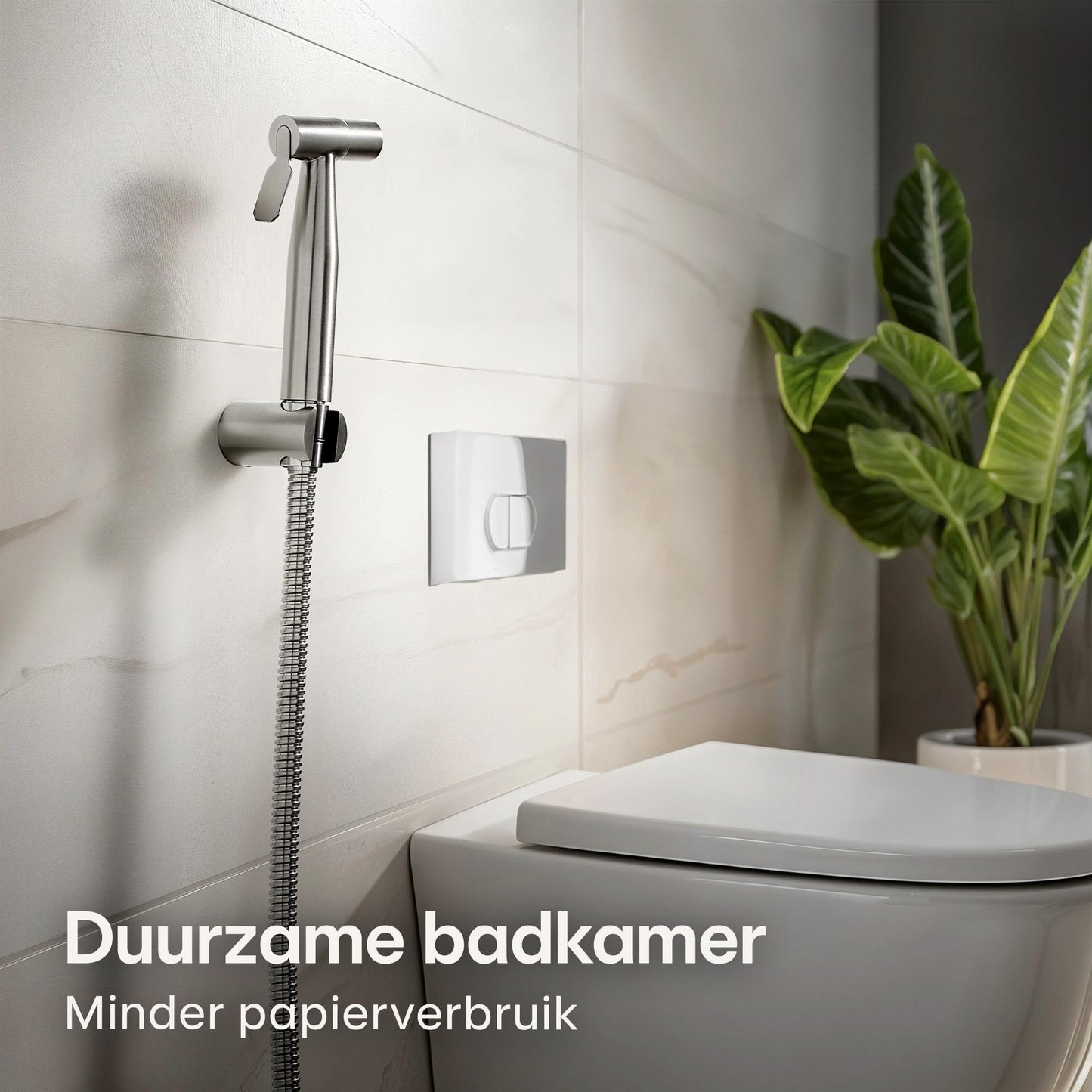 Bidet Set met Handdouche, 120 cm slang & wandhouder – Roestvrij staal – Voor standaard G1/2-aansluiting – Eenvoudige installatie