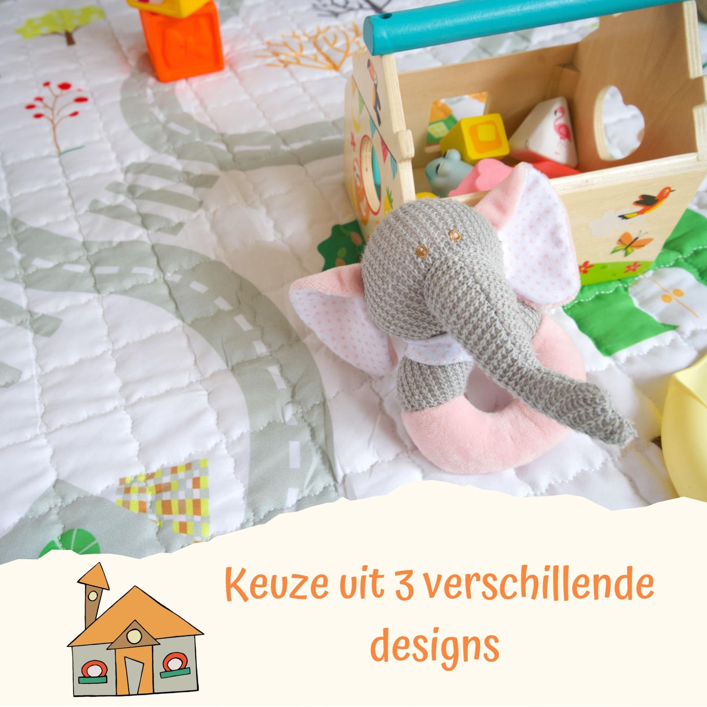 Flouer 2-in-1 Speelkleed Baby/Peuter & Kind - Speelgoed Opbergkleed - Kruipmat - Vloermat - Speelmat - Kraamcadeau - Anti slip - 150x150cm (Wit)