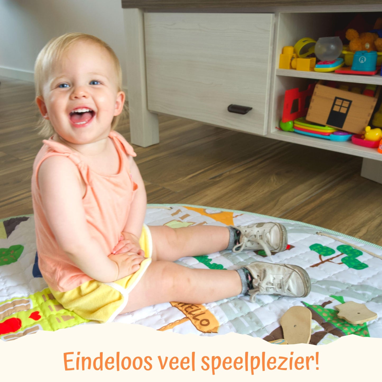 Flouer 2-in-1 Speelkleed Baby/Peuter & Kind - Speelgoed Opbergkleed - Kruipmat - Vloermat - Speelmat - Kraamcadeau - Anti slip - 150x150cm (Wit)