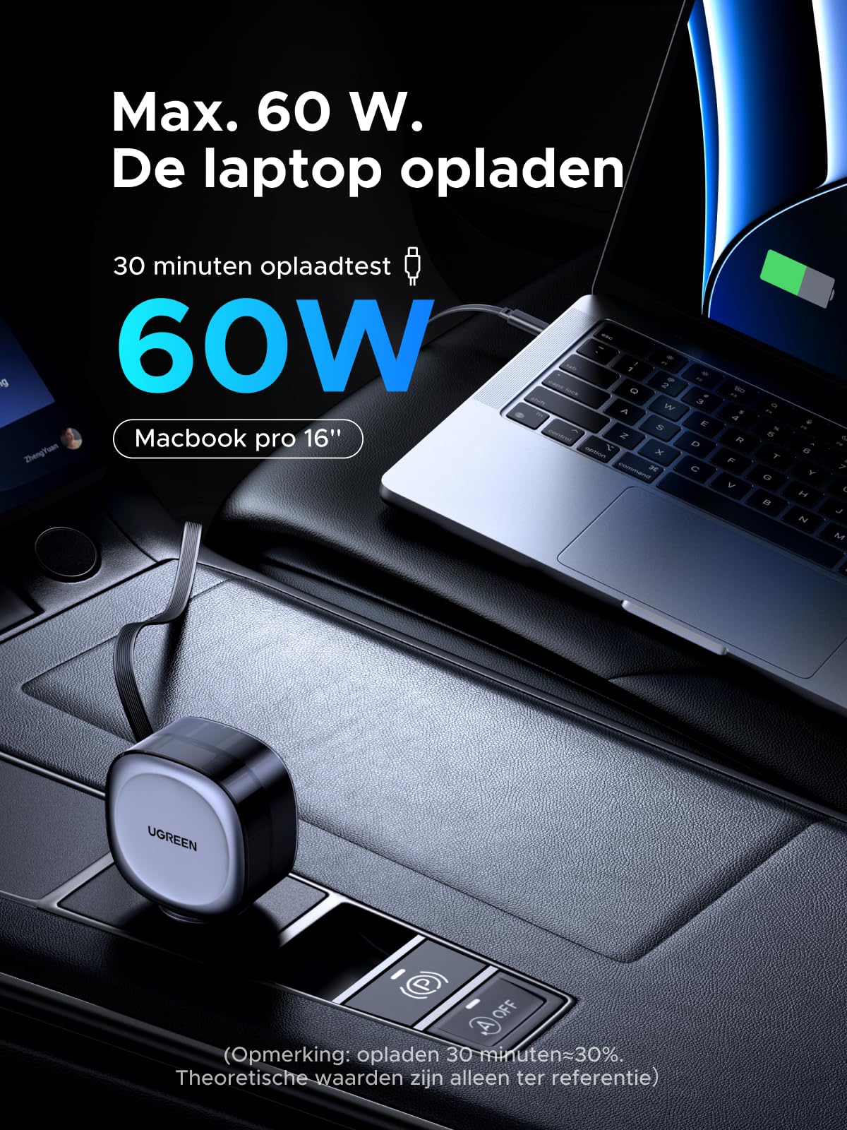 UGREEN Intrekbare autolader 75W sigarettenaansteker USB C compacte autolader USB C snelle lader auto accessoire voor iPhone 16/16 Pro/16 Pro Max/15/15 Pro Max, ipad, Galaxy S24, GPS enz