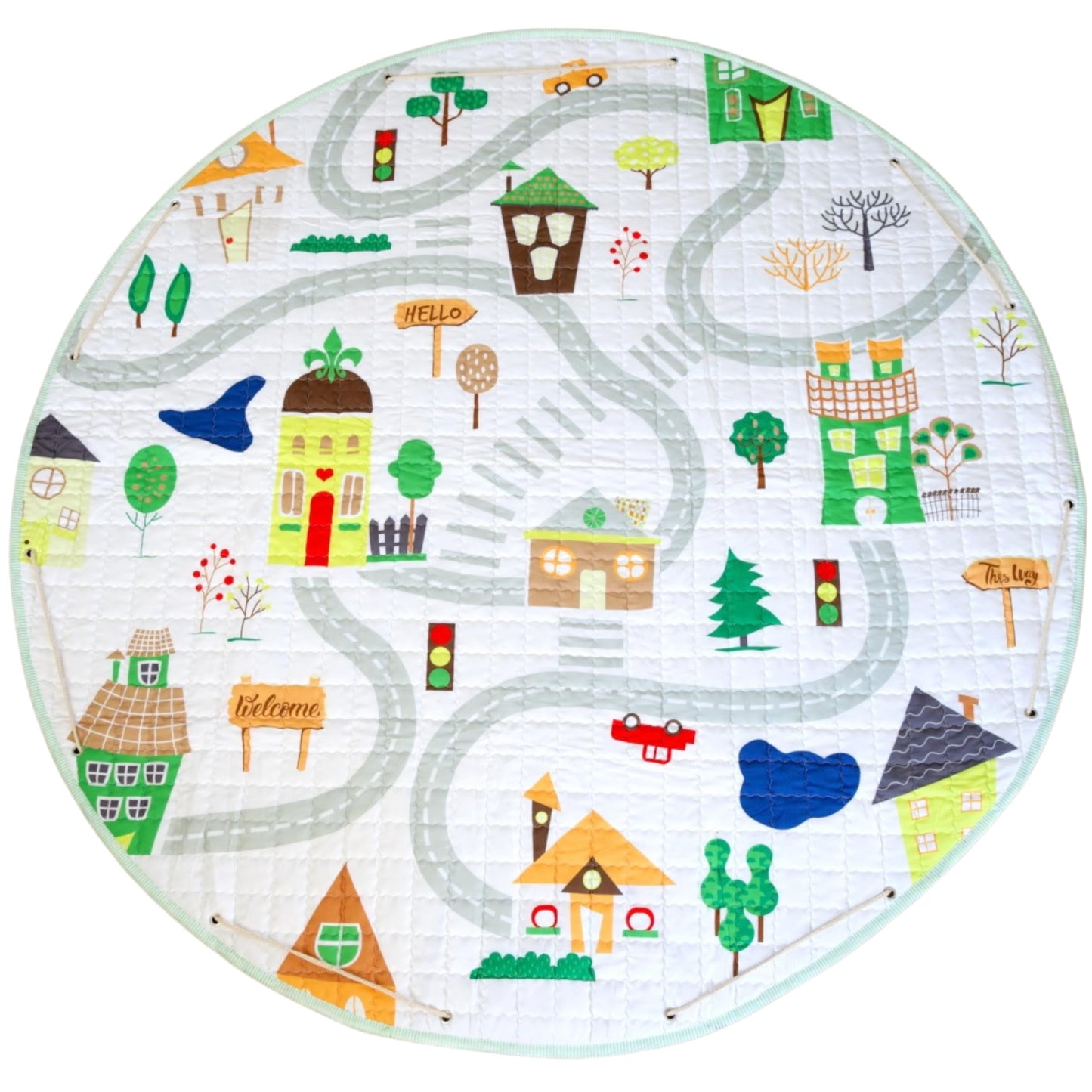 Flouer 2-in-1 Speelkleed Baby/Peuter & Kind - Speelgoed Opbergkleed - Kruipmat - Vloermat - Speelmat - Kraamcadeau - Anti slip - 150x150cm (Wit)