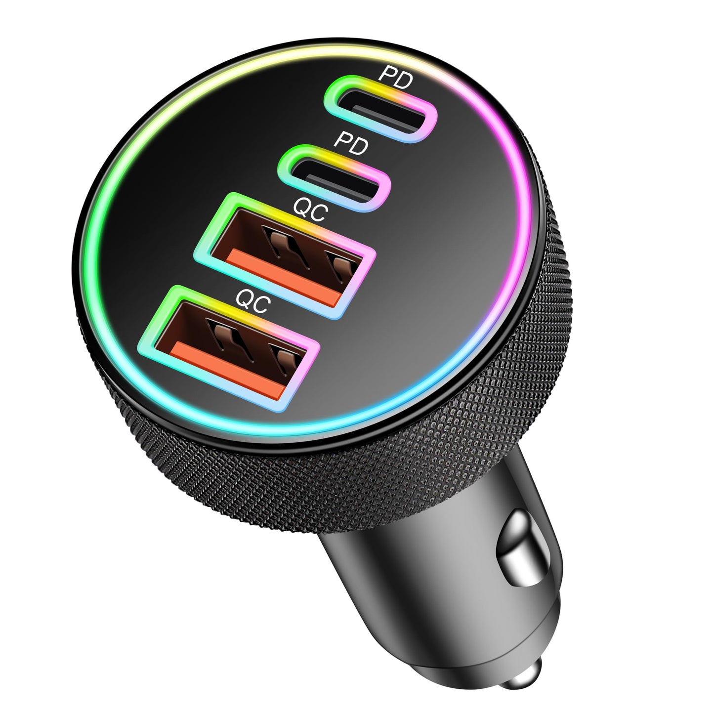 4-Poorts 90W Sigarettenaansteker USB C, Autolader Dual USBC & USB-A Multi PD/QC snel auto-opladen 12V adapter Car Charger voor iPhone 16 15 14 13 12 Pro Max, iPad, Samsung Galaxy S24/S23/S22