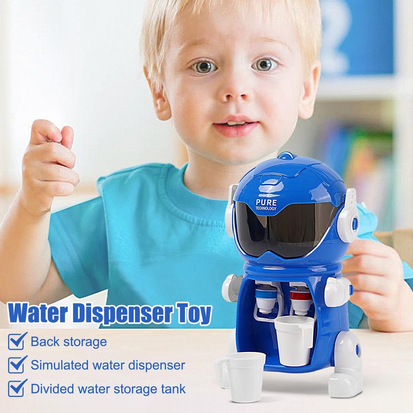 -waterdispenser voor kinderen - Robotvormig klein waterdispenserspeelgoed - Veilig en educatief cartoonwaterdrinkspeelgoed Leuk cadeau voor jongens en meisjes met Kerstmis Jomewory