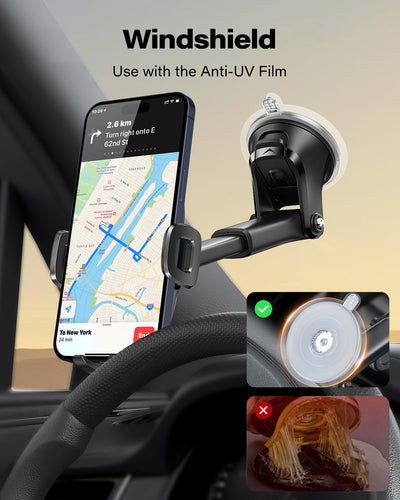 APPS2Car Auto Telefoonhouder, Dashboard Voorruit Stevige Zuigbeker Telefoonhouder, 360° Universele Telefoonhouder voor Auto Compatibel voor 4.7-6.8" iPhone 12/11/Pro, Samsung S21 en meer.