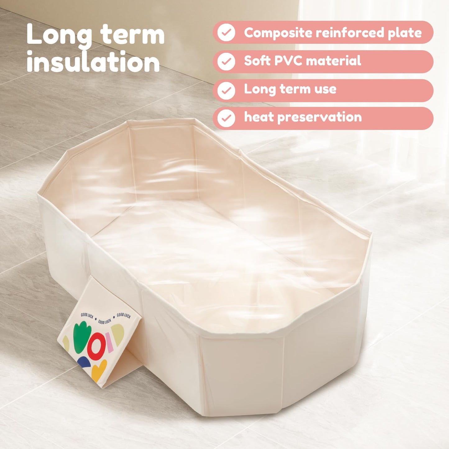 Opvouwbare badkuip voor kinderen, draagbaar kinderbad, geïntegreerde badkuip met afvoerschroef, voor thuis en op reis, dubbel gebruik, binnen en buiten, douchebak (wit)