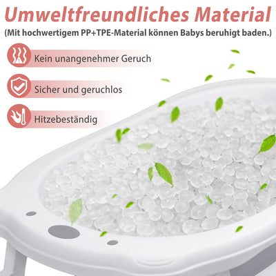 JNGLGO Babybadje, opvouwbaar, met badkussen, antislip, voor pasgeborenen en peuters, 82 x 50 x 22 cm, grijs