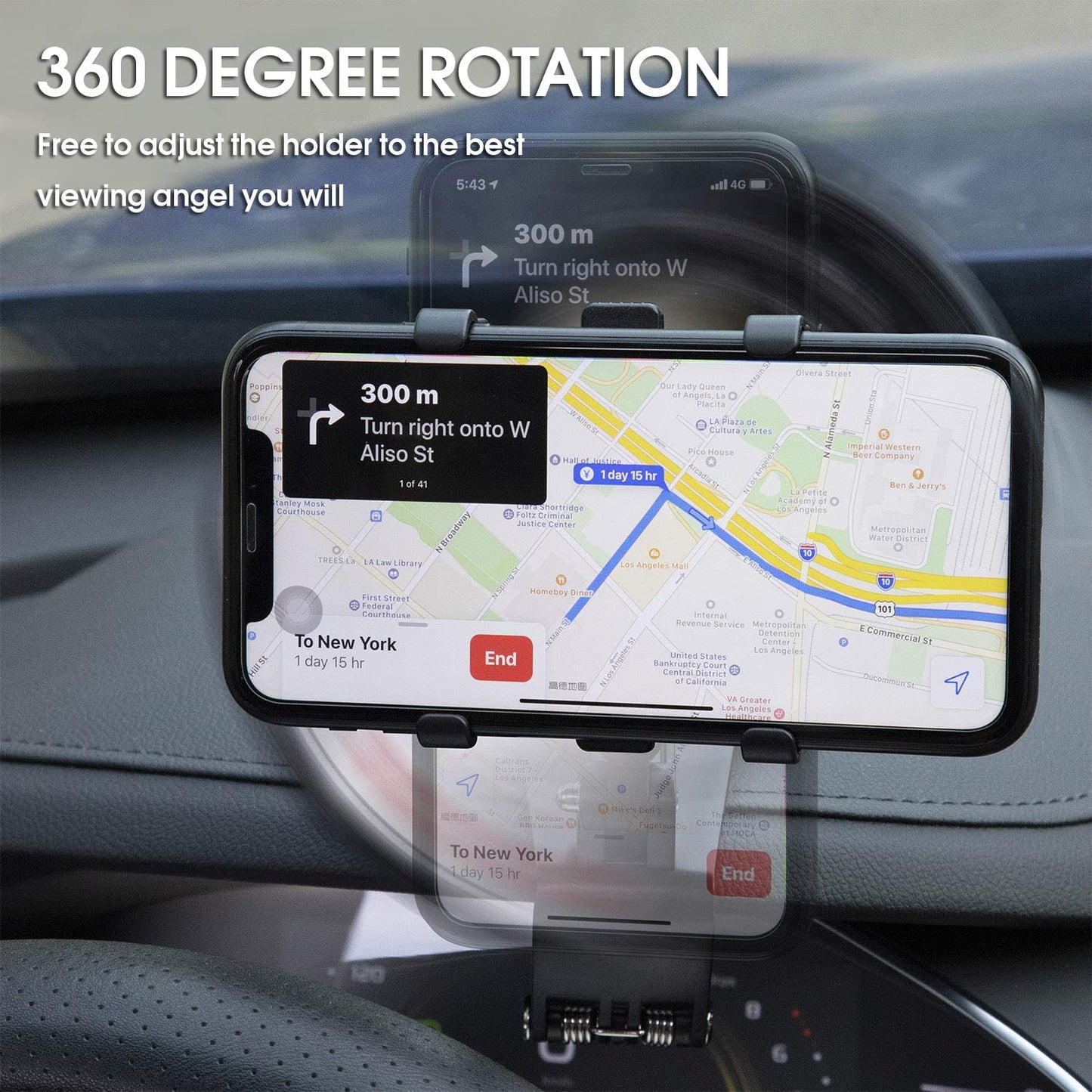 TOFURT Auto telefoonhouder mobiele Verstelbare Autotelefoonhouder dashboard 360° draaibaar Universele Smartphonehouder Car Phone Holder Compatibel met Alle 4 tot 7 inch Telefoons