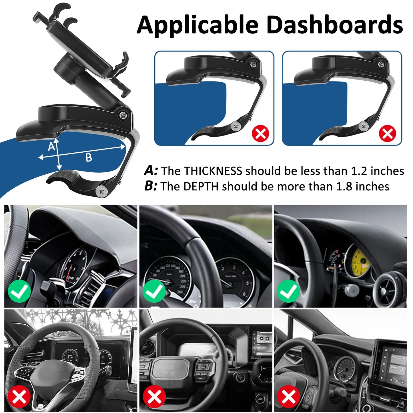 TOFURT Auto telefoonhouder mobiele Verstelbare Autotelefoonhouder dashboard 360° draaibaar Universele Smartphonehouder Car Phone Holder Compatibel met Alle 4 tot 7 inch Telefoons