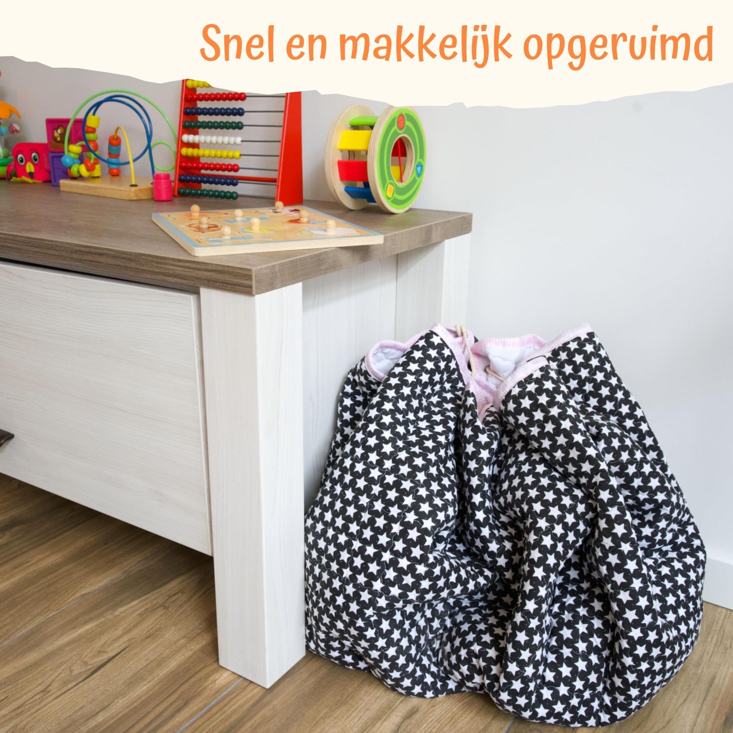 Flouer 2-in-1 Speelkleed Baby/Peuter & Kind - Speelgoed Opbergkleed - Kruipmat - Vloermat - Speelmat - Kraamcadeau - Anti slip - 150x150cm (Wit)