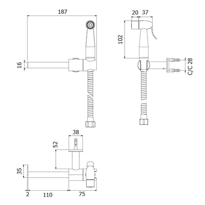 Bidet met toiletrolhouder